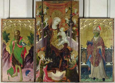 Madonna and Child Enthroned Surrounded by Angels with St. John the Baptist and St. Ambrose by Master of Burgo de Osma